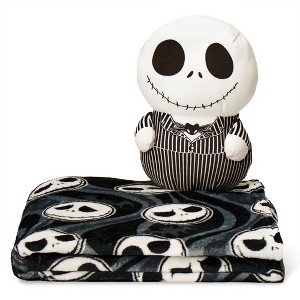 Disney The Nightmare Before Christmas Swirly Nightmare Silk Touch Throw Blanket 50X60 inches and Hugger Set 11 Inches - 1 of 4