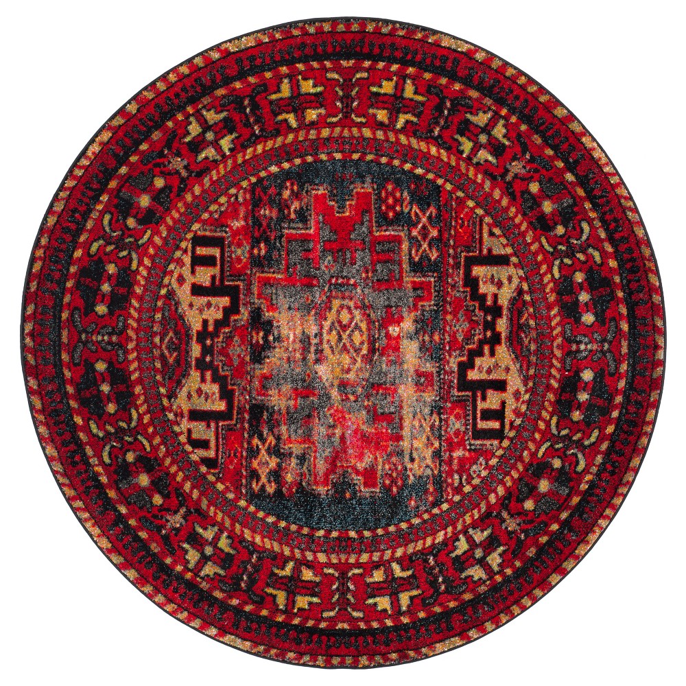 6'7inx6'7in Round Florence Rug Red/Multi Round - Safavieh