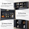 PAGED Coffee Bar Cabinet, Farmhouse Kitchen Storage Cabinets, Buffet Cabinet with Open Shelves, Kitchen Pantry Cabinet with 6 Hooks, Sideboard Cabinet - 3 of 4