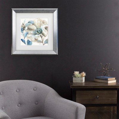 Silver Framed Blue and White Botanical Canvas Print