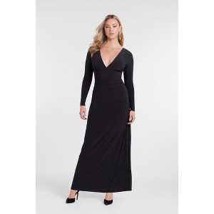 Women's S3 Sculpting Shirred V-Neck Long Sleeve Solid Maxi Dress - 1 of 3