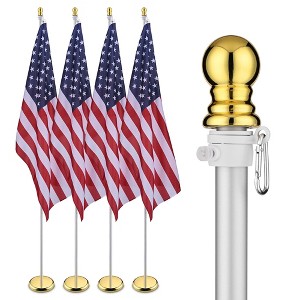 Yescom 4 Pack 8 Ft Sectional Indoor Flag Pole Kit Aluminum w/ 3x5 Ft US Flag - 1 of 4
