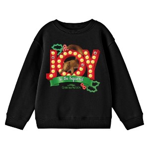 National Lampoon's Christmas Vacation Joy To The Squirrel Crew Neck Long Sleeve Boys' Black Sweatshirt - 1 of 2