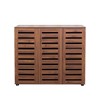 Okak Shoe Cabinet, Shoe Cabinet with Three Doors and Adjustable Shelves, Shoe rack for Entryway, Living Room, Hallway, Walnut - 4 of 4