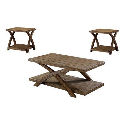 Vynxaria Series 25.5 in. Light Oak Rectangular Solid Wood End Table with Plank Style Top