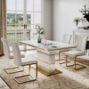 POVISON Modern Luxury Leather Dining Chairs Set of 2, Accent Side Chairs, White - 2 of 4
