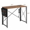 VECELO 39 in. Folding Computer Desk with USB Charging Port, Writing Desk with Storage Bag, Sturdy Steel Laptop Table for Office or Bedroom, Brown - 3 of 4