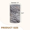 Infurnic Coffee Tables Gray Marble Textured Cylinder Coffee Table with Stone Finish for Living Room, Gray, 27.5"*27.5"*12" - 3 of 4
