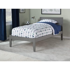 AFI Furnishings Orlando Twin Platform Bed with Open Footboard and Turbo Charger in Grey - 1 of 4