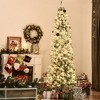 HOMCOM 7.5 FT Pre-Lit Snow-Flocked Slim Douglas Fir Artificial Christmas Tree with Realistic Branches, 350 LED Lights and 641 Tips - 3 of 4