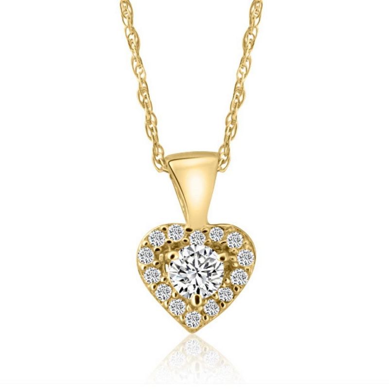 Pompeii3 1/4Ct Dainty Small Heart Pendant Necklace in 14k White, Yellow, or Rose Gold, 1 of 4