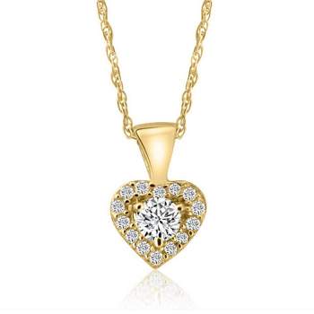 Pompeii3 1/4Ct Dainty Small Heart Pendant Necklace in 14k White, Yellow, or Rose Gold