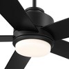 Casa Vieja 52" Grand Palm Modern Indoor Outdoor Ceiling Fan 5 Blade LED Light Remote Control Matte Black Finish Wood Blades Bedroom Patio Damp Rated - 3 of 4