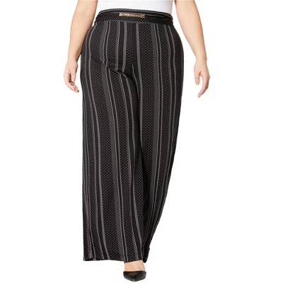 NY Collection Womens Printed Casual Wide Leg Pants