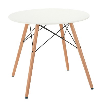 HomeRoots 32" White and Natural Wood Round Top Dining Table