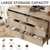 6 Drawer Dresser, 47 Inch Natural Rattan Chest of Drawer, Large Wooden Dresser with 5 Solid Wood Legs, Farmhouse Dresser - 2 of 4