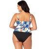 Women's Plus Riviera Floral Hidden Underwire Drape Front Tankini Swim Top - 2 of 4