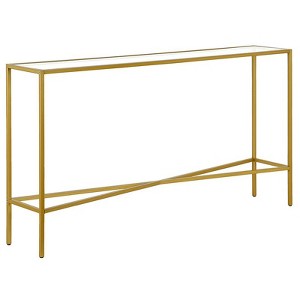 55" Brass Finish Console Table with Glass Tabletop - Henn&Hart - 1 of 4