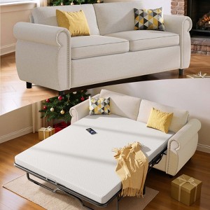 Mjkone Queen Size Pull Out Sofa Bed, 2-in-1 Convertible Sleeper Sofa Bed with Memory Foam Mattress - 1 of 4