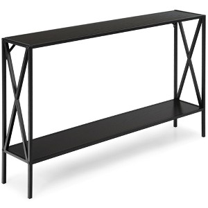 Costway Console Table 2 Tier Sofa Side Accent Table w/ Shelf Entryway Hallway Brown - 1 of 4