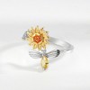 Anna-Kaci Women's Sunflower Adjustable Ring with Delicate Leaf Accent and Silver Tone Band 0.6in - Silver - 4 of 4