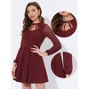 INSPIRE CHIC Women's Tie Neck Ruffled Mesh Long Sleeve Mini Dress - 2 of 4
