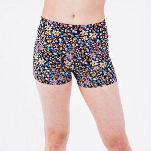 Calypsa Women's Plus Size Chlorine Resistant High Waisted Swim Shorts - 1 of 3