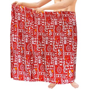 LA LEELA Men's Sarong Beach Cover Up Swim Wrap One Size Berry Sun Floral - 1 of 3