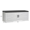 SEVOBAL Utility Storage Cabinets Farmhouse 2 Tier Storage Bench with Padded Seat and Adjustable Shelves for Living Room, White, 39.4"*13.75"*17.72" - 2 of 4