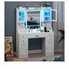 White White Makeup Vanity Desk With Mirror And Lights, Large Vanity Table Set With Charging Station, Dressing Table With RGB Cabinets, Makeup Vanity - 3 of 4