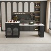 80" Expandable Kitchen Island with Marble-Grain Top, Power Outlets, Storage Cabinet & Dining Table Extension-- Frevyn - 4 of 4