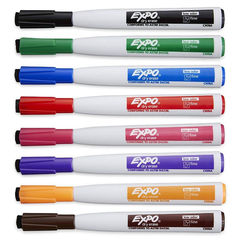Expo 8pk Dry Erase Markers Magnetic &#38; Eraser Fine Tip Multicolored, 4 of 7