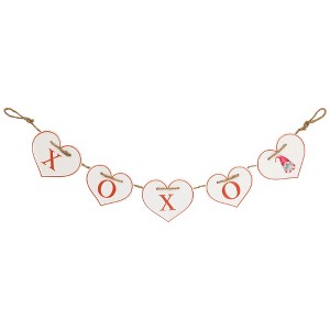 Northlight Hearts "XOXO" Valentine's Day Metal Banner - 32" - White and Red - 1 of 4