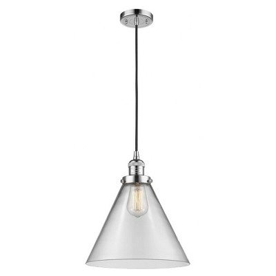 Cone - 1 Light Cord Hung Mini Pendant In Industrial Style-14 Inches Tall and 12 Inches Wide