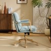 Karl Home  Upholstered Armchair Ergonomic Home Office Chair with Adjustable Height  Swivel Rolling Wheels Accent Vanity Chair for Living Room In Blue - 3 of 4