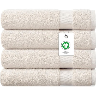 Delara 100% Organic Cotton 650 GSM Long Staple, Soft, Quick Dry & Ultra-Absorbent Bath Sheet (Pack of 4)