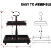 Attop Tiered Tray Stand, Rustic Wooden 2 Tier Decorative Tray with Bead Garland, Farmhouse Square Wood Serving Tray Counter Centerpiece (Black) - 2 of 4