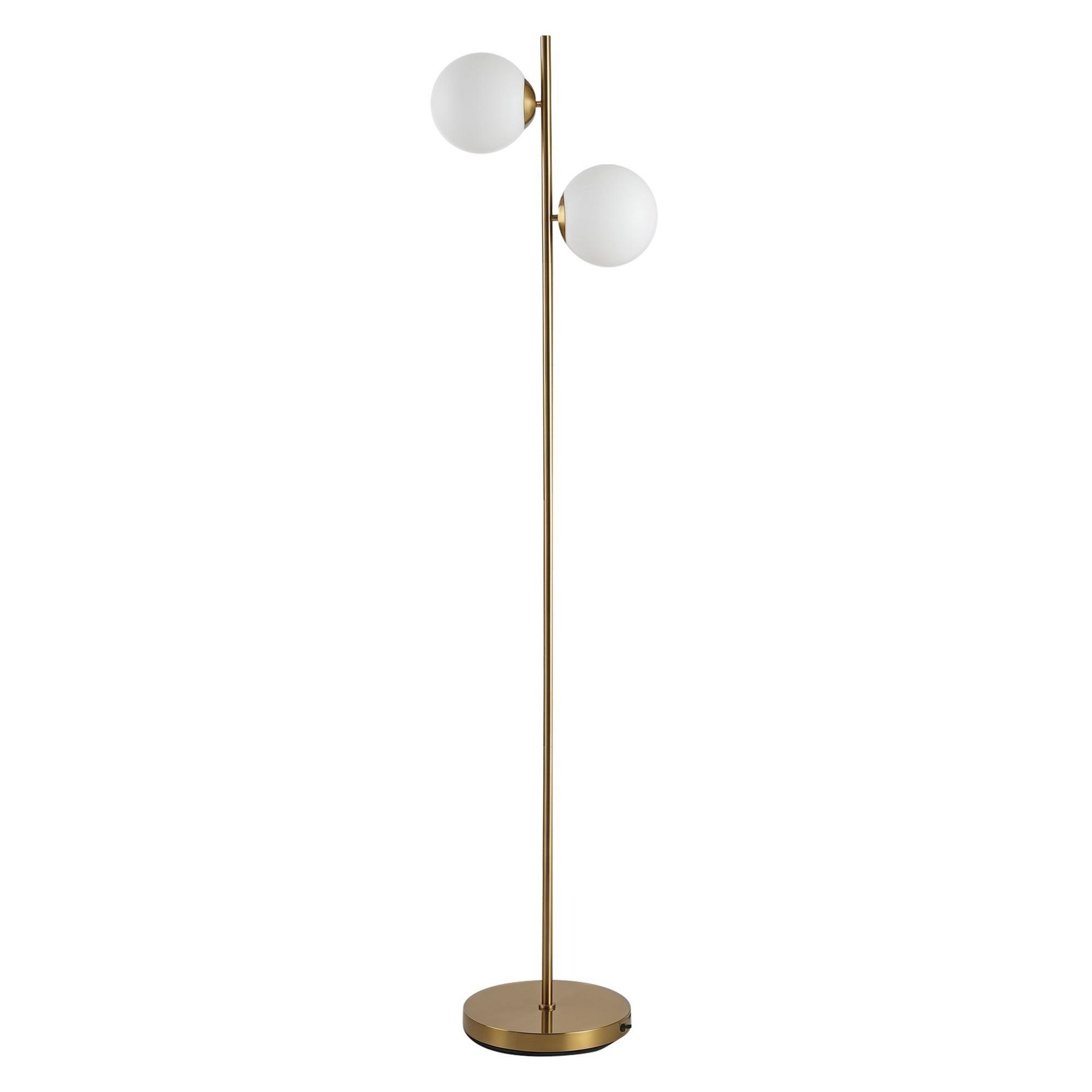 Modern Portable Standing Floor Lamp for Living Room with Dual Glass Shades