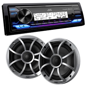 JVC KD-X38MBS Marine Digital Media Receiver w/ Bluetooth, USB, SiriusXM Ready, w/ 1 Pair Wet Sounds RECON6-S 6.5" Marine Coax Speakers - 1 of 4