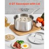 VEVOR 4 QT Saucepan, Stainless Steel Saucepan with Glass Lid, Multipurpose Nonstick Stainless Steel Small Cooking Sauce Pot, Silver - 3 of 4