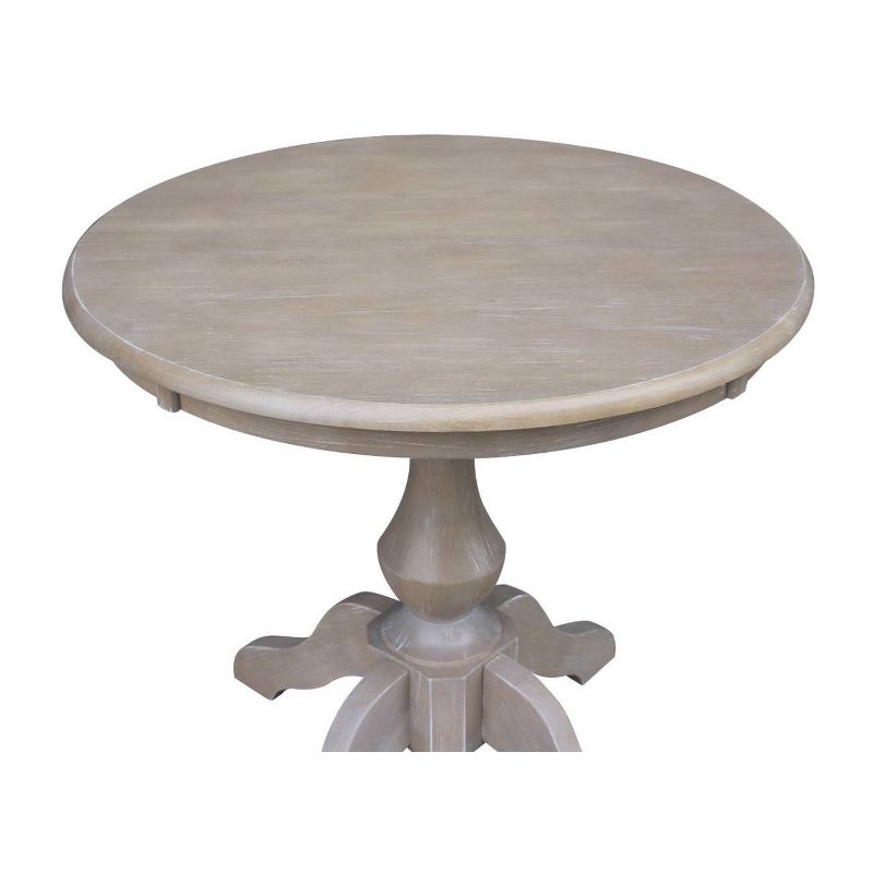 3pc Solid Wood 30&#34;x30&#34; Round Pedestal Dining Table and 2 Cafe Chairs Washed Gray Taupe - International Concepts, 6 of 12