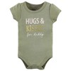 Hudson Baby Infant Girls Cotton Bodysuit and Pant Set, Mom Dad Floral - 4 of 4