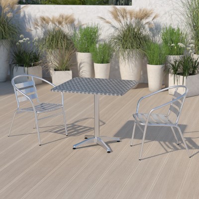 Mellie 31.5'' Square Silver Stainless Steel Dining Table