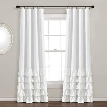 Allison Ruffle 100% Lined Blackout Window Curtain Panel White Single 40X84