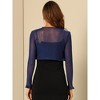 INSPIRE CHIC Women's Elegant Sheer Mesh Long Sleeve Ruffle Collar Crop Bolero - 3 of 4
