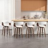 Bekrvio 26" Mid Century Modern Swivel Counter Height Bar Stools - PU Leather Upholstered with Back, Walnut Bent Wood Legs for Kitchen Island Dining - 3 of 4