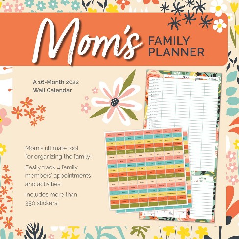 2022 Wall Calendar Mom's Family Planner With Stickers - Trends International Inc : Target