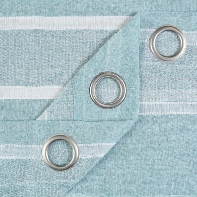 Turquoise Sheer Light-Filtering Grommet Window Panels, 52 x 63 Inch