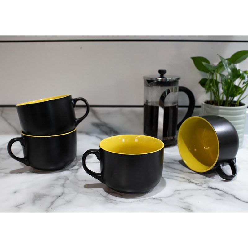 Elanze Designs Large Color Pop 24 ounce Ceramic Jumbo Soup Mugs Set of 4, Yellow, 5 of 6
