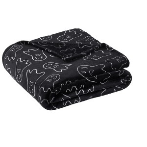 Kate Aurora Scary Halloween Ghosts Black & White Oversized Accent Throw Blanket - 50 in. x 70 in. - 1 of 3